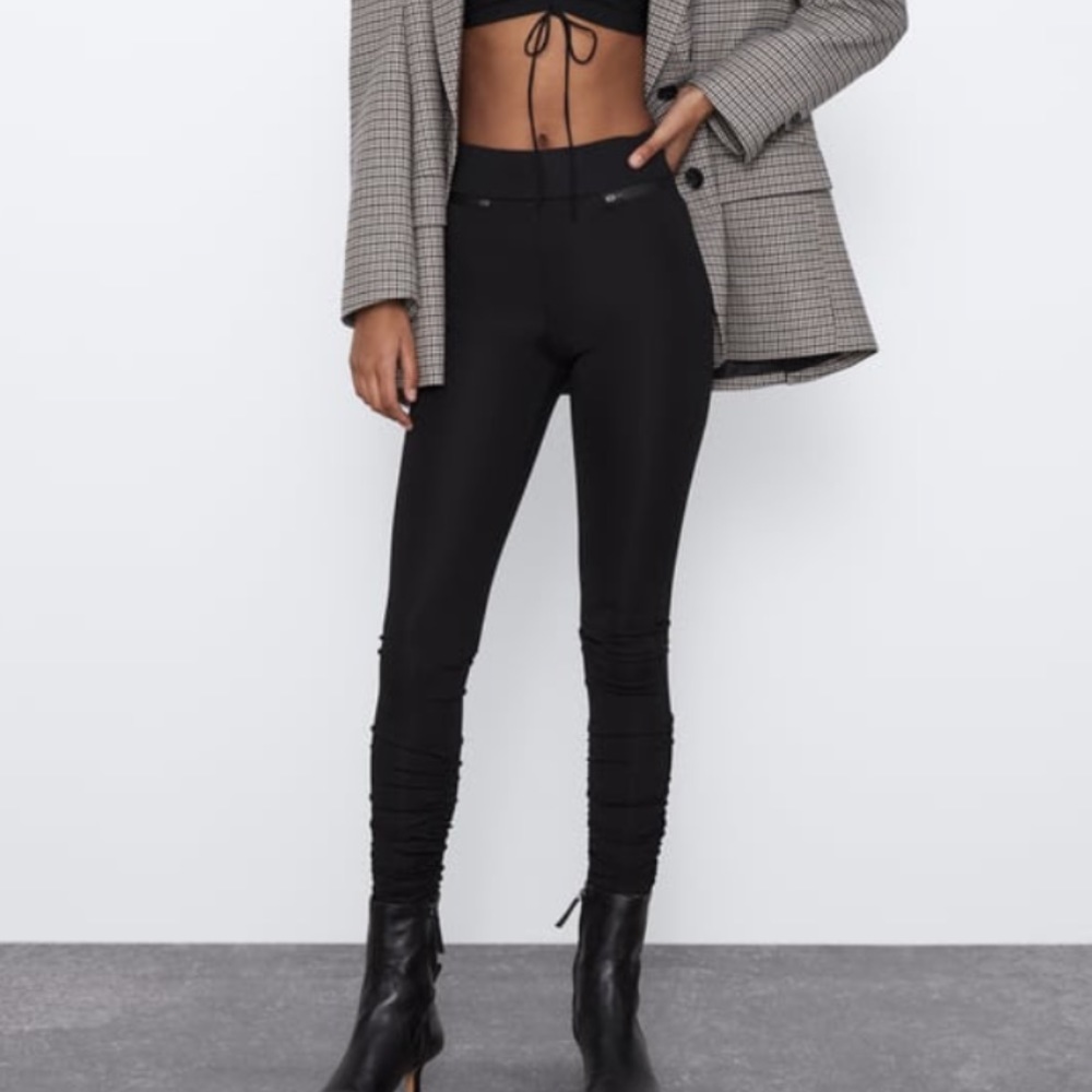 Zara RUCHED POWER STRETCH LEGGINGS